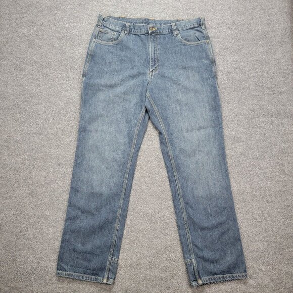 Carhartt Jeans Mens 38x33 Blue‎ Denim Relaxed Fit Straight Leg Work Wear Casual - Picture 1 of 9